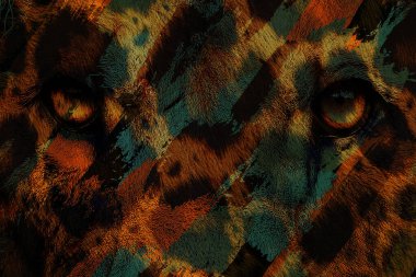 Geometri, doku arka planında tekrarlanıyor. Renkli iş ve tekstil işi. Moda baskısı. Moda ve modaya uygun arka plan. Tekstil baskısı. Kumaş deseni, Psikedelik Soyut Desen. Geometrik girdap fraktal.