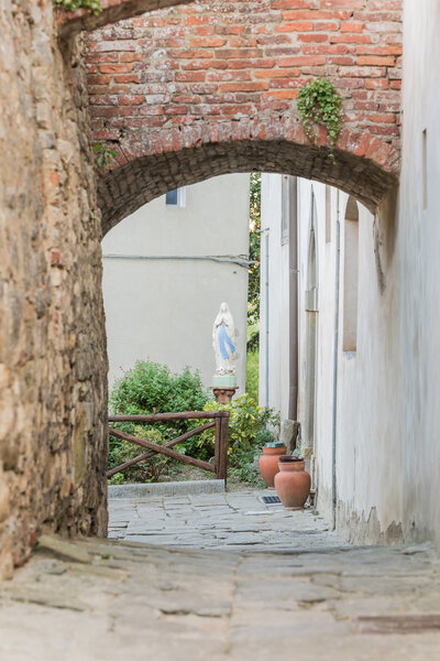 Street in the historical center of Lucignano in Tuscany - Italy