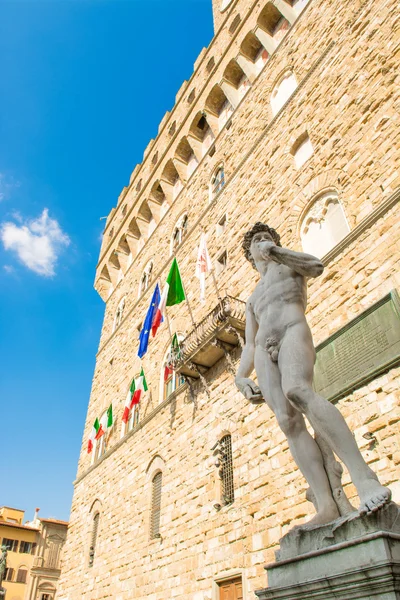 Michelangelo's David in het Piazza della Signoria — Stockfoto