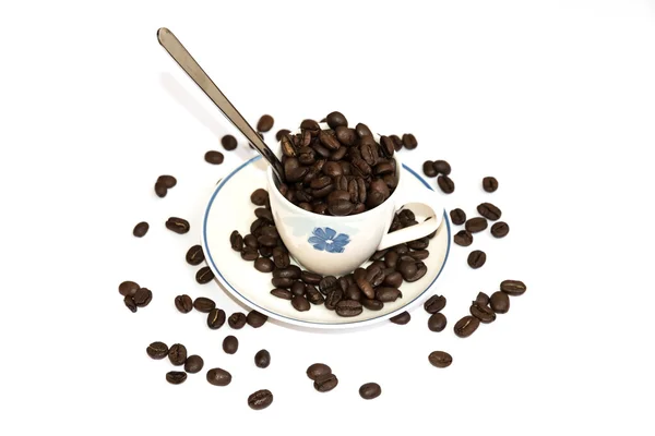 Kawa z łyżeczką i talerzykiem — Zdjęcie stockowe