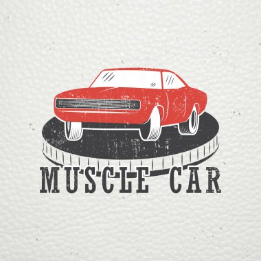 Otomatik servis seti. Bir araba kiralayın. Garaj otomatik. Ayrıntılı elemanları. Eski retro vintage grunge. Çizik, zarar, etkisi kirli. Tipografik etiketleri, çıkartmalar, logo ve rozetleri.