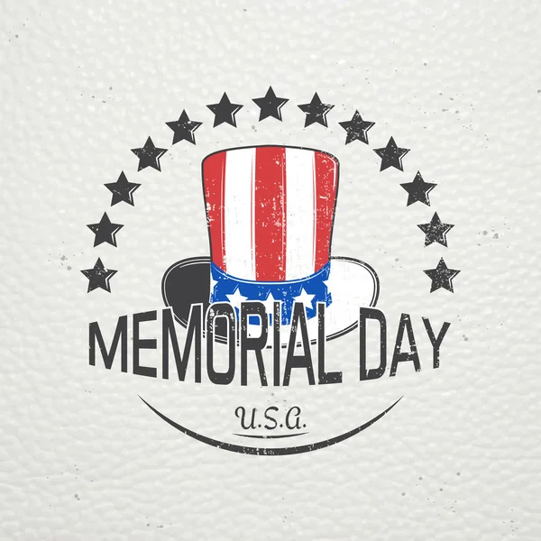 Boldog Memorial day sor. Az ünnepség a hazafias ünnep Amerikában. Részletes elemek. Nyomdai címkék, matricák, emblémák és jelvények. — Stock Vector