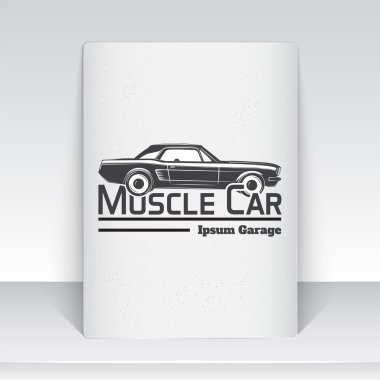 Auto service. Rent a Car. Garage auto. Detailed elements. Typographic labels, stickers, logos and badges. Sheet of white paper.