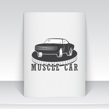 Auto service. Rent a Car. Garage auto. Detailed elements. Typographic labels, stickers, logos and badges. Sheet of white paper.