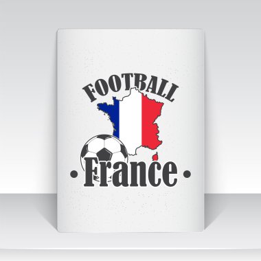 Football Championship of France. Soccer time. Detailed elements. Typographic labels, stickers, logos and badges. Sheet of white paper.