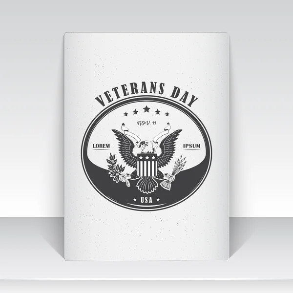 Happy veterans day set. Independence day. The celebration of patriotic celebration of America. Detailed elements. Typographic labels, stickers, logos and badges. Sheet of white paper. — Stock Vector