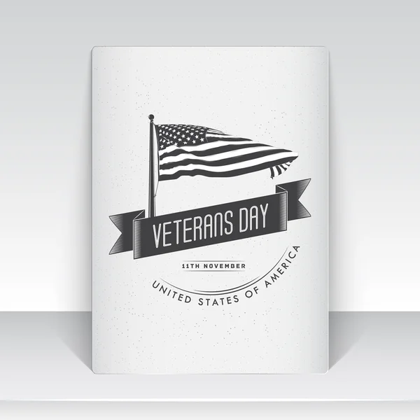 Happy veterans day set. Independence day. The celebration of patriotic celebration of America. Detailed elements. Typographic labels, stickers, logos and badges. Sheet of white paper. — Stockový vektor