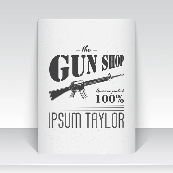 American gun shop. Firearms store. Hunting gun. Detailed elements. Typographic labels, stickers, logos and badges. Sheet of white paper. — 스톡 벡터