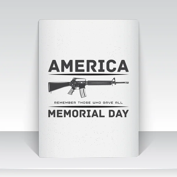 Happy Memorial day. The celebration of patriotic celebration of America. Detailed elements. Typographic labels, stickers, logos and badges. Sheet of white paper. — Stockový vektor