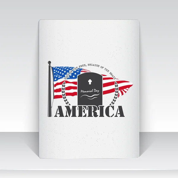 Happy Memorial day. The celebration of patriotic celebration of America. Detailed elements. Typographic labels, stickers, logos and badges. Sheet of white paper. — Wektor stockowy