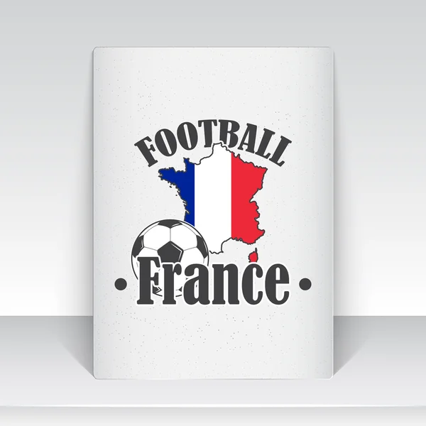 Fußballmeisterschaft von Frankreich. Fußballzeit. Detailelemente. Typografische Etiketten, Aufkleber, Logos und Abzeichen. Blatt weißes Papier. — Stockvektor