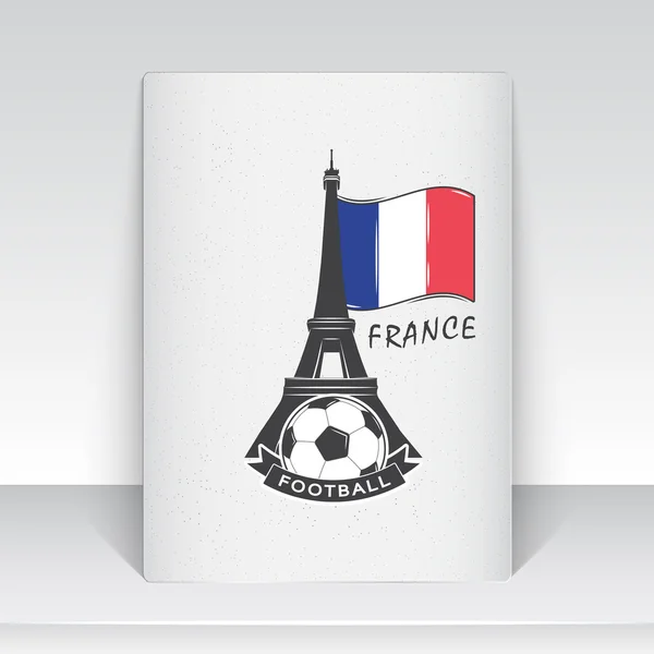 Football Championship of France. Soccer time. Detailed elements. Typographic labels, stickers, logos and badges. Sheet of white paper. — Stok Vektör