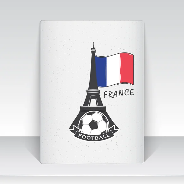 Football Championship of France. Soccer time. Detailed elements. Typographic labels, stickers, logos and badges. Sheet of white paper. — стоковий вектор