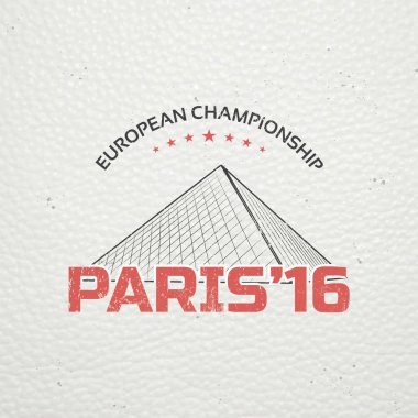 Futbol Şampiyonası Fransa'nın. Futbol zamanı. Ayrıntılı elemanları. Eski retro vintage grunge. Çizik, zarar, etkisi kirli. Tipografik etiketleri, çıkartmalar, logo ve rozetleri.