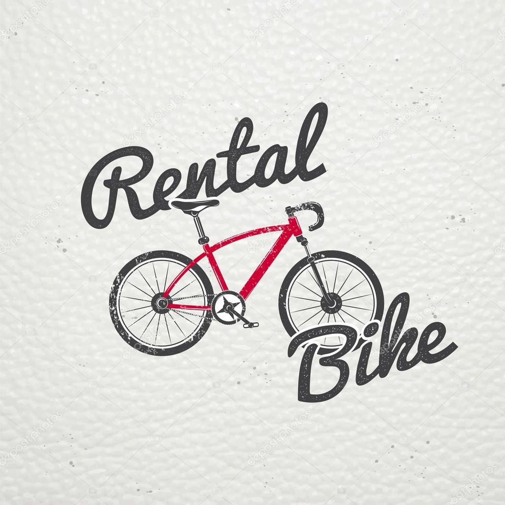 Rent, sale and repair - bicycles, mopeds and scooters. Bicycling Club. Detailed elements. Old retro vintage grunge. Scratched, damaged, dirty effect. Typographic labels, stickers, logos and badges.