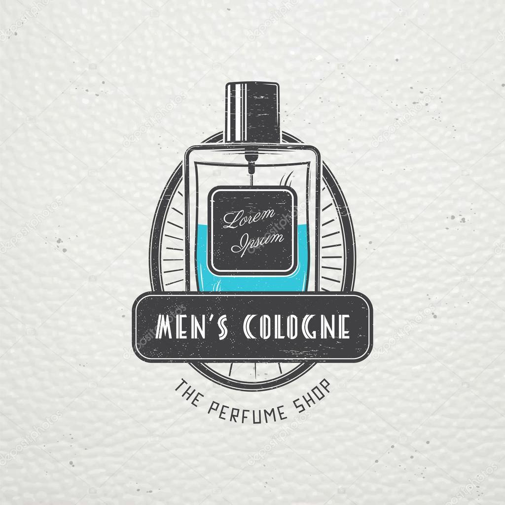 The Fragrance Shop. Exclusive boutique with aromatic oils. Detailed elements. Old retro vintage grunge. Scratched, damaged, dirty effect. Typographic labels, stickers, logos and badges.