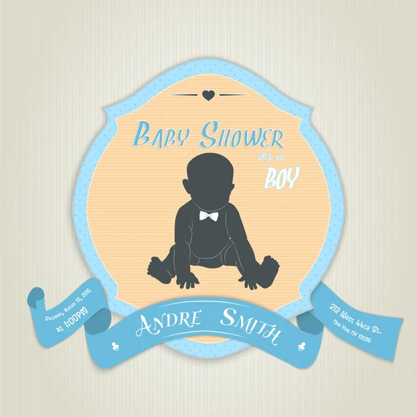 Baby shower invitation with baby boy. — Stock Vector