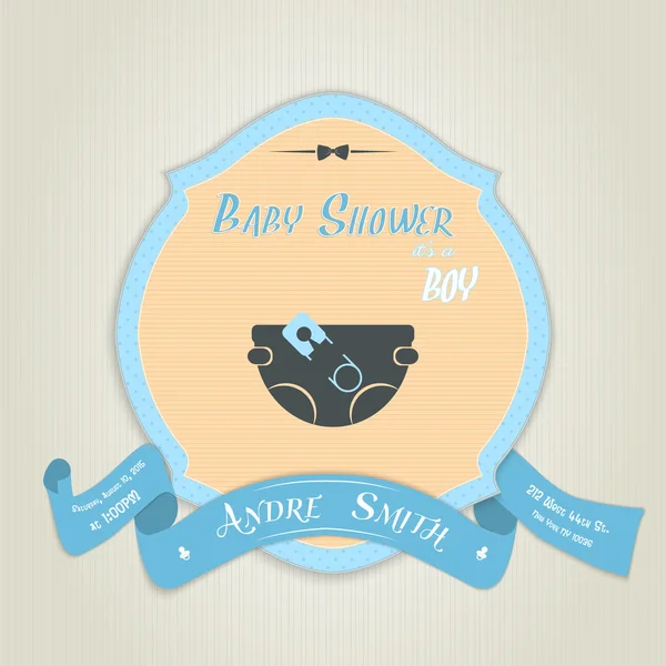 Baby shower invitation with diaper and pin — Stock Vector