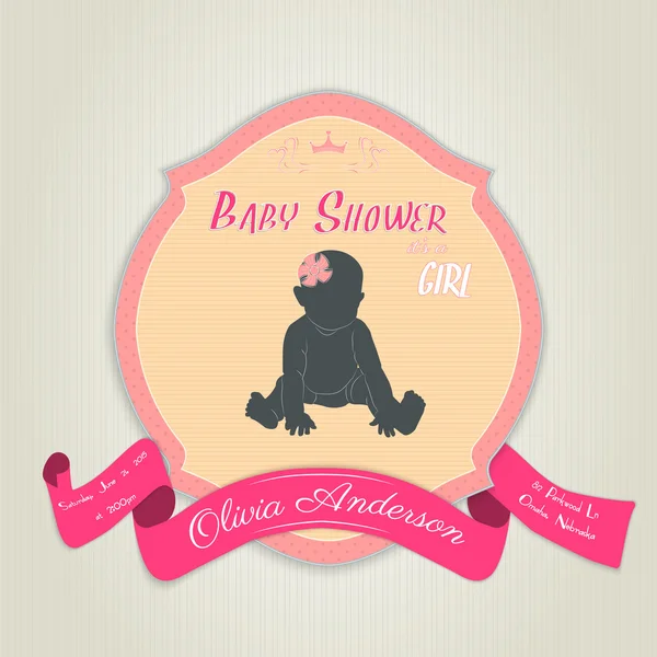 Invitación de ducha de bebé con niña . — Archivo Imágenes Vectoriales