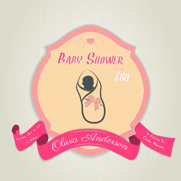 Baby shower invitation with baby girl. — Stock Vector