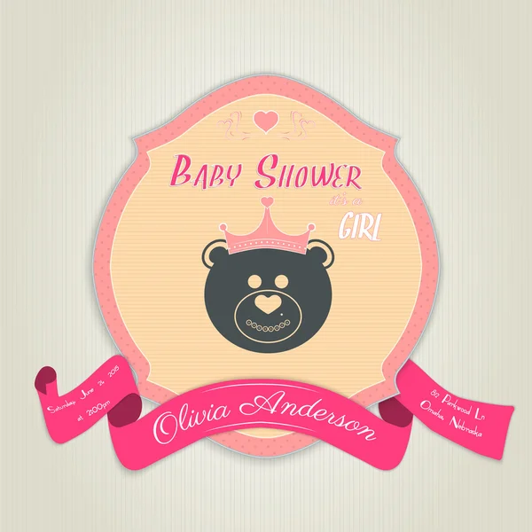 Baby shower invitation with teddy bear toy — Stock Vector