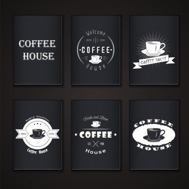 Coffee house. The food and service. Set of Typographic labels.