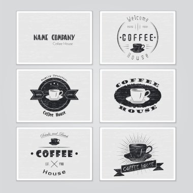 Coffee house. The food and service. Set of Typographic labels.