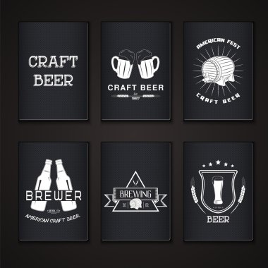 Beer pub set. Brewing typographic labels, logos and badges.