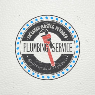 Plumbing service. Home repairs. Repair and maintenance of buildings. Monochrome typographic labels, stickers, logos and badges.