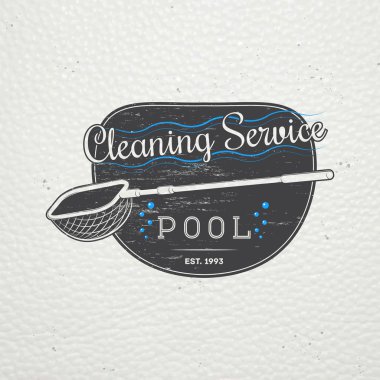 Pool Service. Maintenance and Cleaning. Repair and adjustment of the house. Old retro vintage grunge. Typographic labels, stickers, logos and badges.