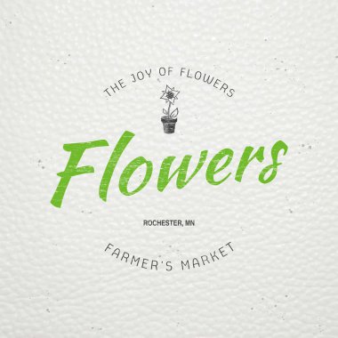A farm growing flowers. Gardening Tools Shop. Garden Center set. Old retro vintage grunge. Scratched, damaged, dirty effect. Typographic labels, stickers, logos and badges.