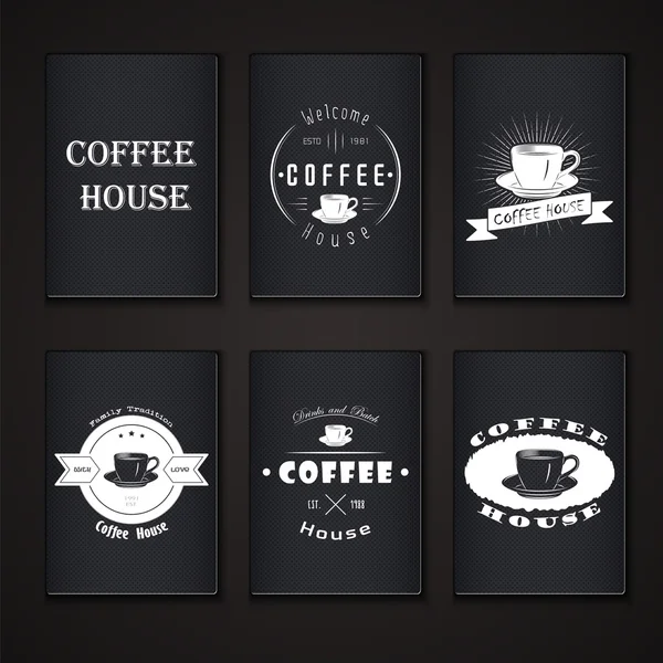 Coffee house. The food and service. Set of Typographic labels. — Stock vektor