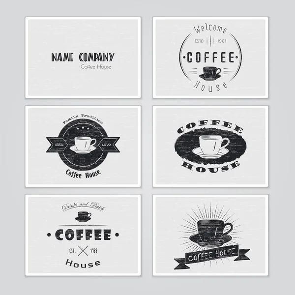 Casa de café. A comida e o serviço. Conjunto de etiquetas tipográficas . —  Vetores de Stock