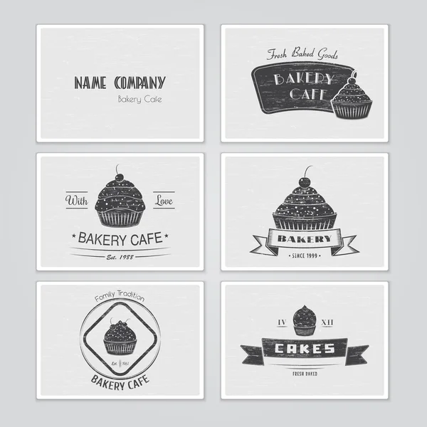 Café de padaria. A comida e o serviço. Conjunto de etiquetas tipográficas, logotipos, crachás . — Vetor de Stock