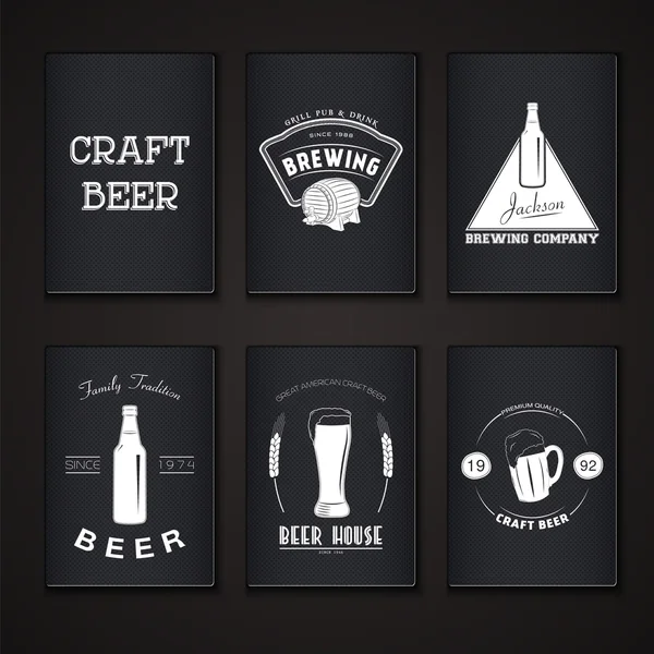 Beer pub set. Brewing typographic labels, logos and badges. — ストックベクタ