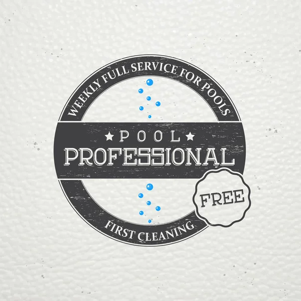 Pool Service. Maintenance and Cleaning. Repair and adjustment of the house. Old retro vintage grunge. Typographic labels, stickers, logos and badges. — 스톡 벡터