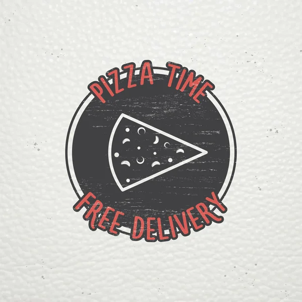 Pizza delivery. The food and service. Old school of vintage label. Old retro vintage grunge. Scratched, damaged, dirty effect. Typographic labels, stickers, logos and badges. — Stock Vector