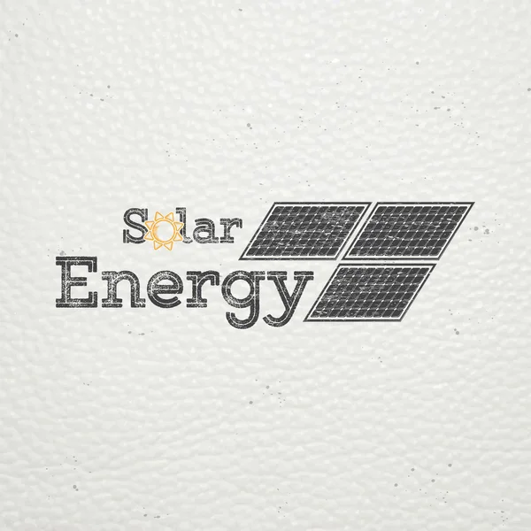 Solar panels for energy. Sustainable ecological solar energy generator powered by natural energy source. Old school of vintage label. Typographic labels, stickers, logos and badges. — Διανυσματικό Αρχείο