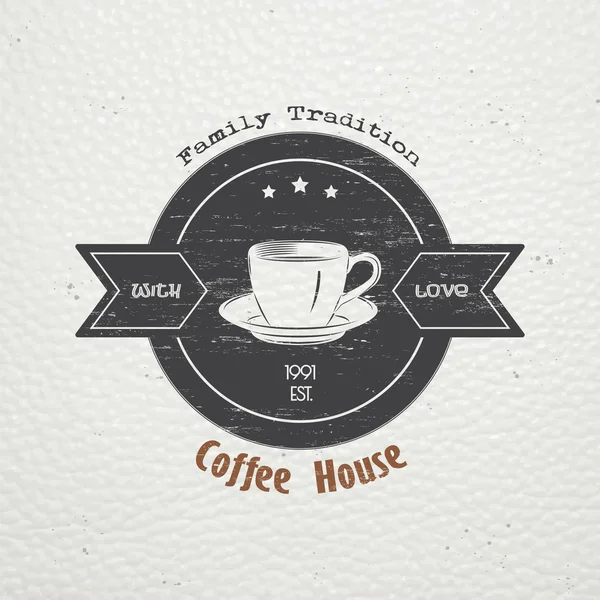 Coffee shop and cafe. The food and service. Old retro vintage grunge. Scratched, damaged, dirty effect. Typographic labels, stickers, logos and badges. — Stock Vector