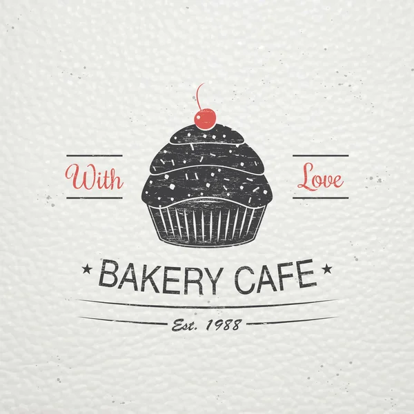 Sweet Cupcakes. Bakery baking. Cafes and eateries. The food and service. Old retro vintage grunge. Scratched, damaged, dirty effect. Typographic labels, stickers, logos and badges. — Wektor stockowy