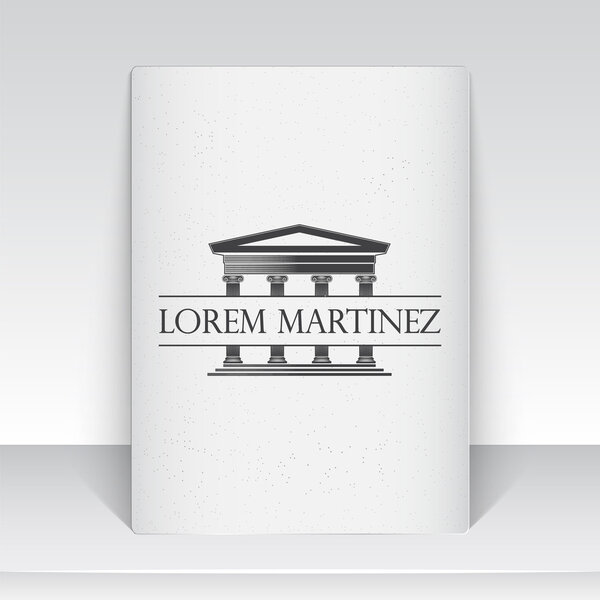 Lawyer services. Law office. The judge, the district attorney, the lawyer of vintage labels. Scales of Justice. Court of law symbol. Sheet of white paper. Typographic labels, stickers, logos and badge
