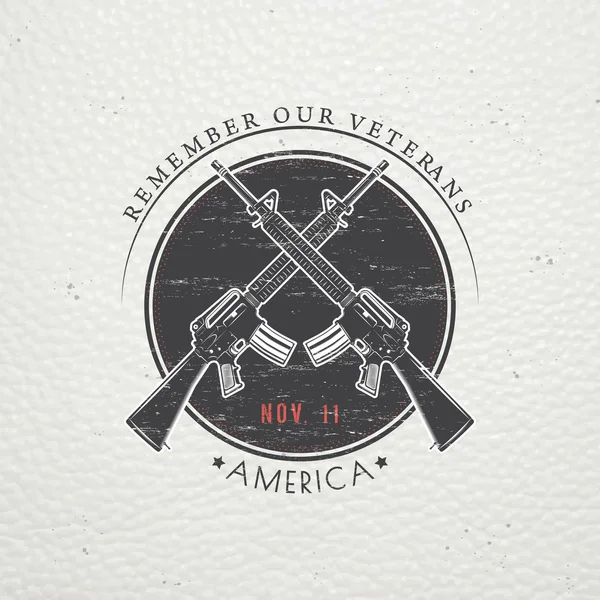 Happy veterans day. Detailed elements. Old retro vintage grunge. Scratched, damaged, dirty effect. Typographic labels, stickers, logos and badges. — Stock Vector