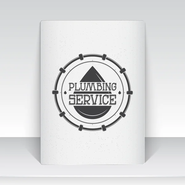 Plumbing service. Home repairs. Repair and maintenance of buildings. Sheet of white paper. Monochrome typographic labels, stickers, logos and badges. — ストックベクタ