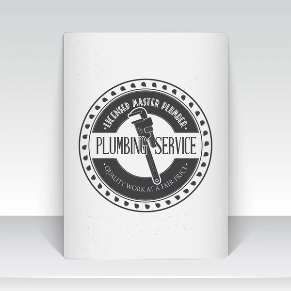 Plumbing service. Home repairs. Repair and maintenance of buildings. Sheet of white paper. Monochrome typographic labels, stickers, logos and badges. — ストックベクタ