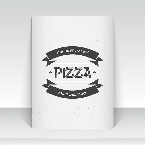 Pizza delivery. The food and service. Old school of vintage label. Sheet of white paper. Monochrome typographic labels, stickers, logos and badges. — Stok Vektör