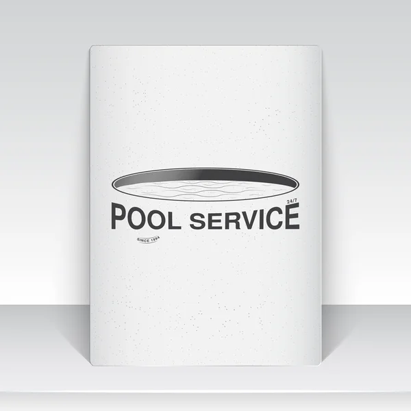 Pool Service. Maintenance and Cleaning. Repair and adjustment of the house. Old school of vintage label. Sheet of white paper. Monochrome typographic labels, stickers, logos and badges. — Stock vektor