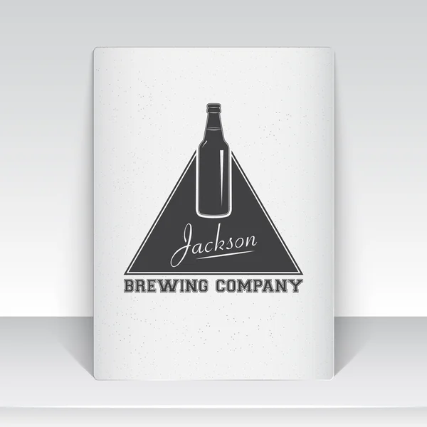 Beer pub. Brewing old school of vintage label. Sheet of white paper. Monochrome typographic labels, stickers, logos and badges. — Wektor stockowy