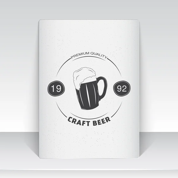 Beer pub. Brewing old school of vintage label. Sheet of white paper. Monochrome typographic labels, stickers, logos and badges. — 스톡 벡터