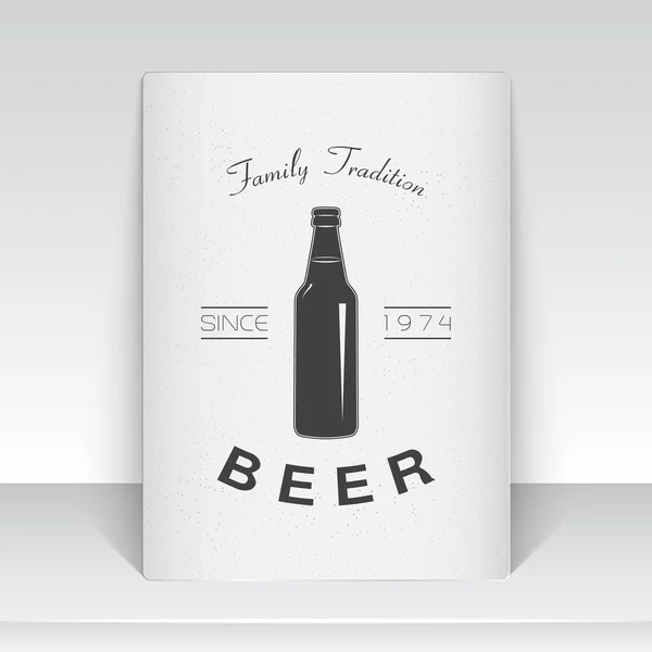 Beer pub. Brewing old school of vintage label. Sheet of white paper. Monochrome typographic labels, stickers, logos and badges. — 스톡 벡터