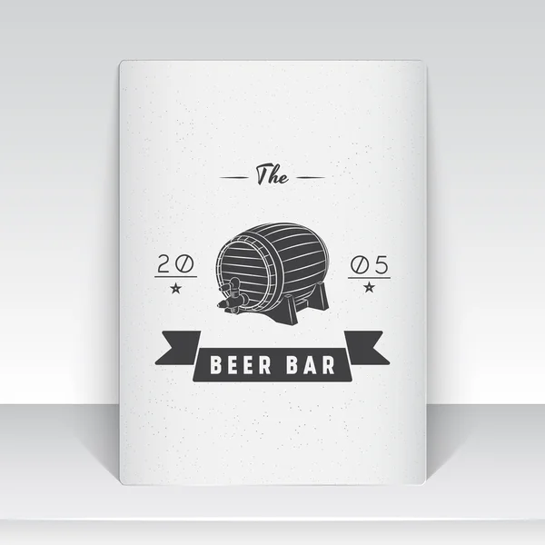 Beer pub. Brewing old school of vintage label. Sheet of white paper. Monochrome typographic labels, stickers, logos and badges. — 스톡 벡터